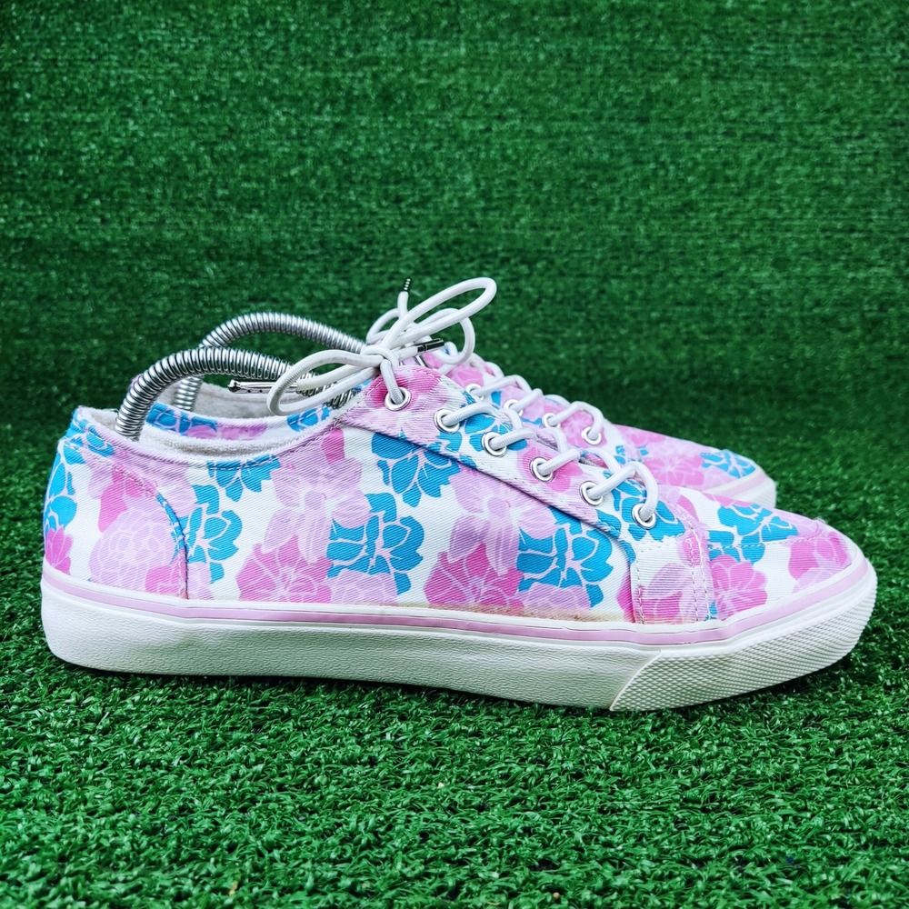 Ocean + Coast Sneakers Womens 10 Pink Blue Prisma Floral Low Top Lace Up Shoes